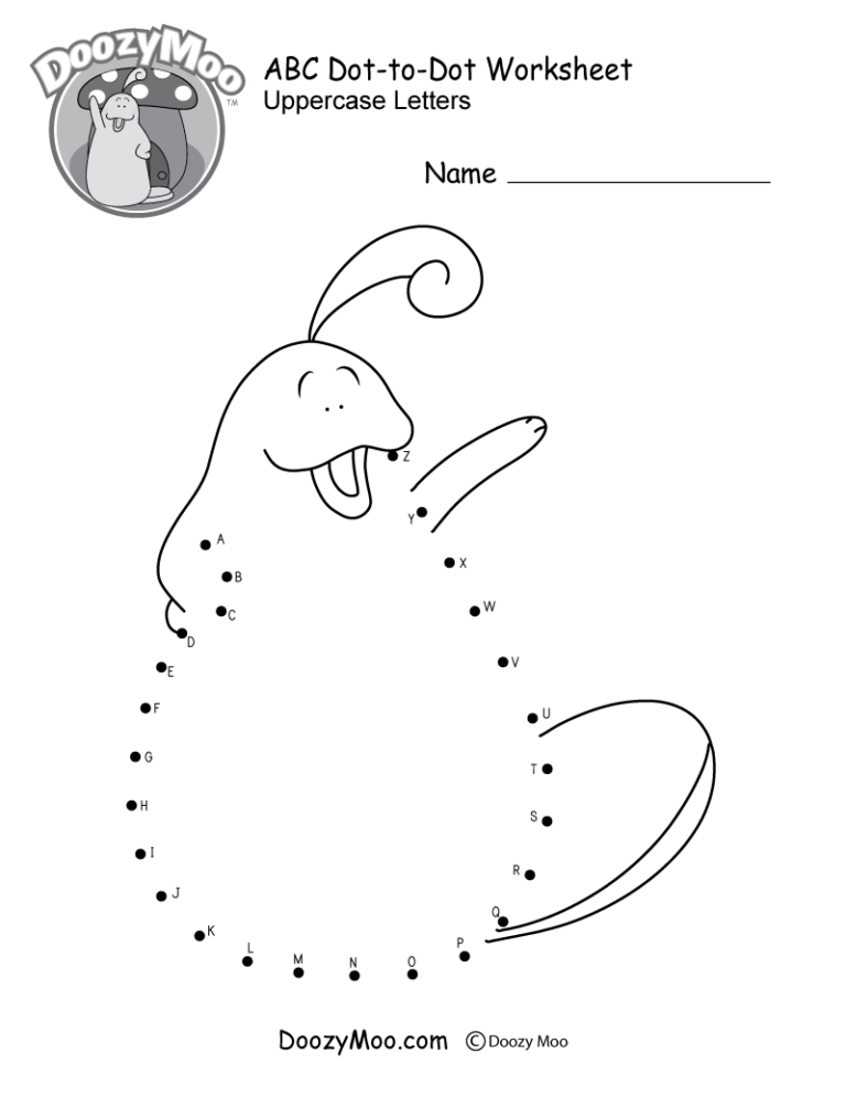 Abc Dot To Dot Worksheet Free Printable Doozy Moo Connect The Dots