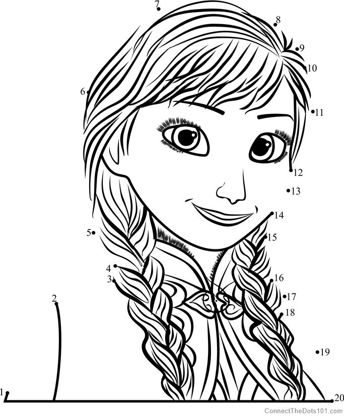 Anna Frozen Dot To Dot Printable Worksheet Connect The Dots Frozen 