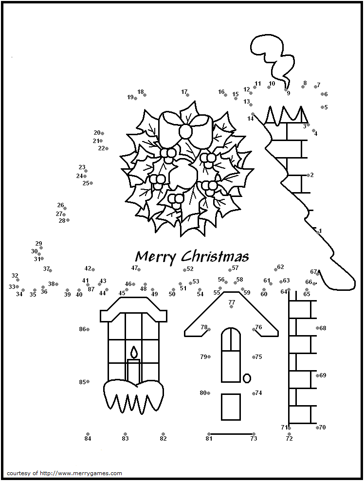 Christmas House Dot To Dot Christmas Coloring Pages Free Christmas 