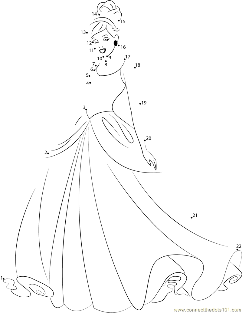 Cinderella Disney Princess Dot To Dot Printable Worksheet Connect The 