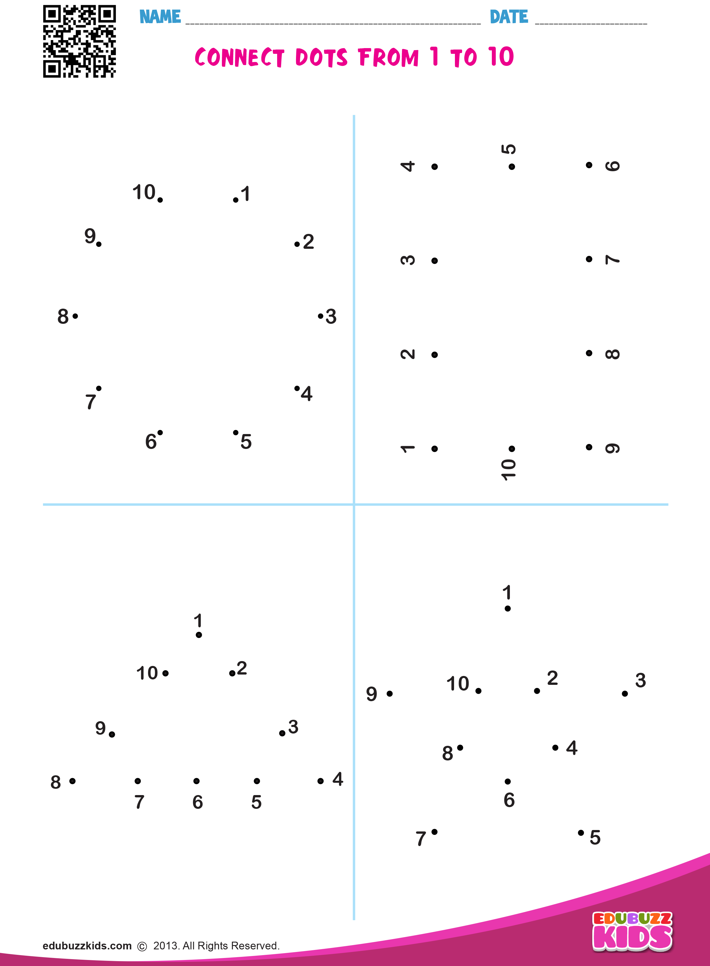 CONNECT DOTS FROM 1 TO 10 Shapes Worksheet Kindergarten Shape 