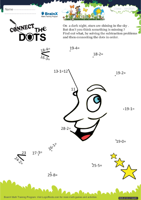 Connect The Dots Moon Math Worksheet For Grade 1 Free Printable 