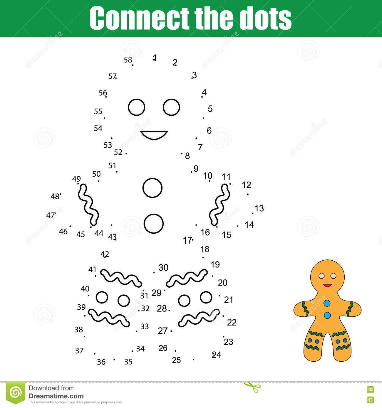 Connect The Dots Numbers Children Educational Game Stock Vector 