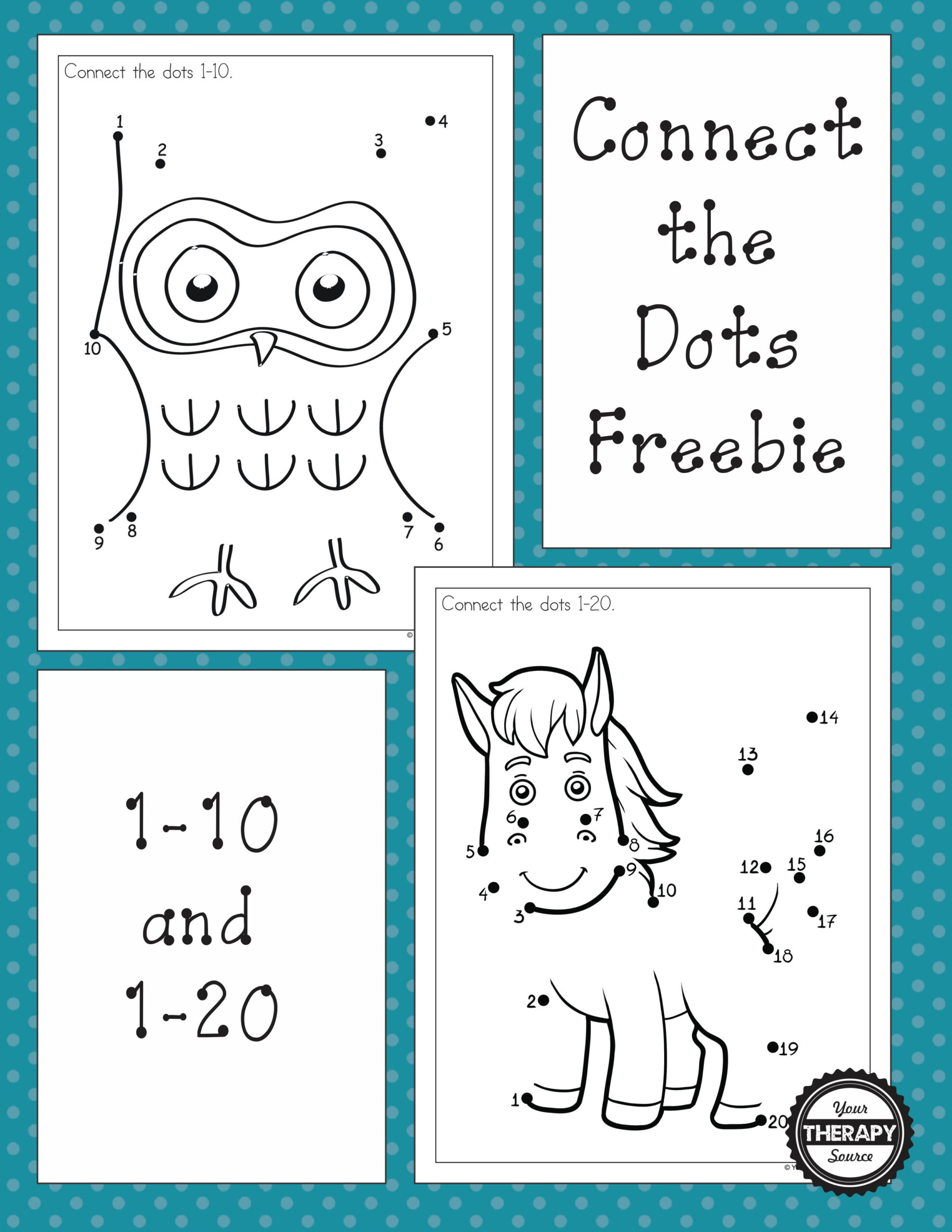 Dot To Dot 1 10 And 1 20 Freebies Your Therapy Source
