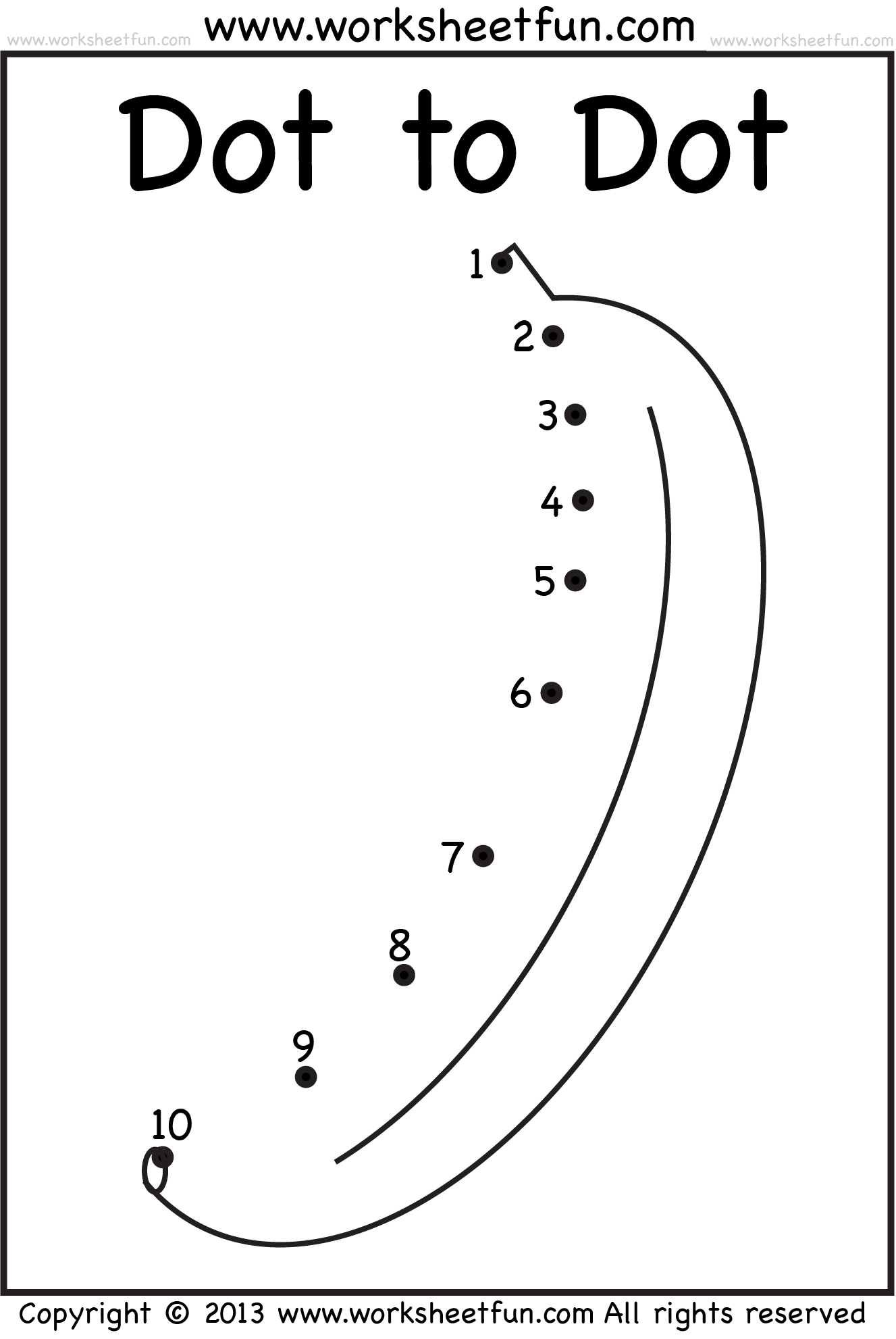 Dot To Dot Numbers 1 10 Eight Worksheets Banana Giraffe 