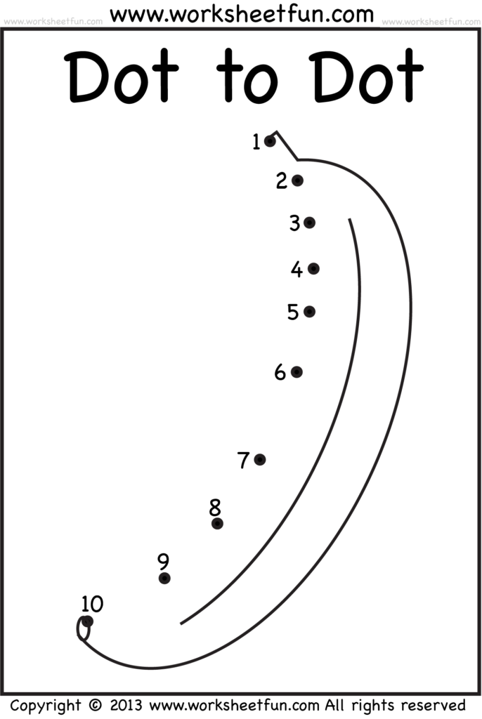 dot-to-dot-numbers-1-10-eight-worksheets-banana-giraffe-connect-the