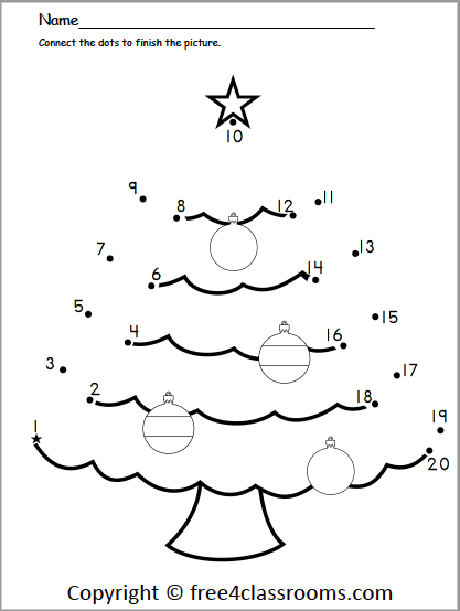 Dot To Dot Numbers 1 To 20 Free4Classrooms In 2020 Free Christmas 