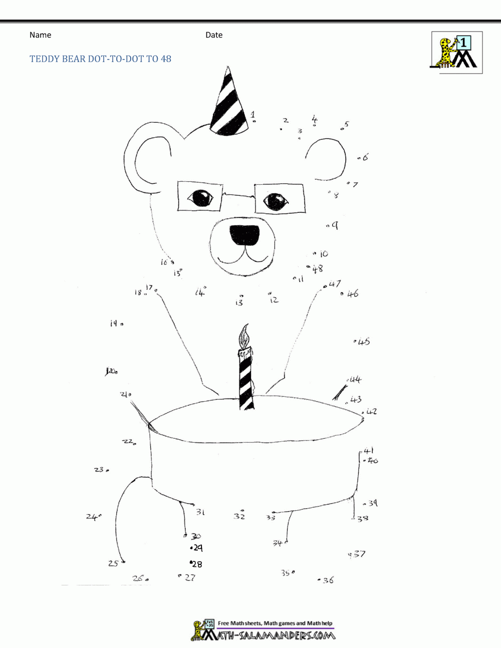 Dot To Dot First Grade Connect The Dots Printable