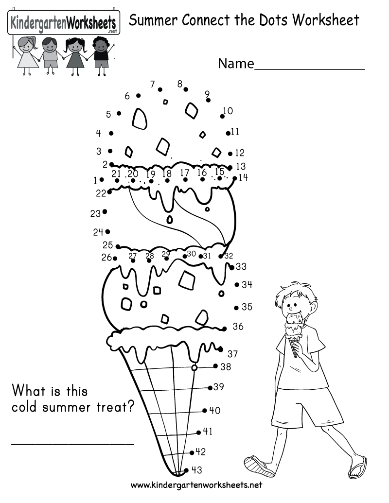 Free Printable Summer Connect The Dots Worksheet For Kindergarten
