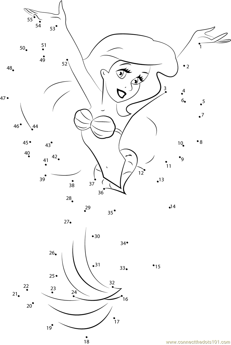 Happy Ariel Dot To Dot Printable Worksheet Connect The Dots