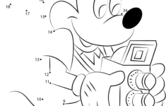 Mickey Mouse With Camera Dot To Dot Printable Worksheet Connect The Dots