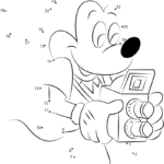 Mickey Mouse With Camera Dot To Dot Printable Worksheet Connect The Dots