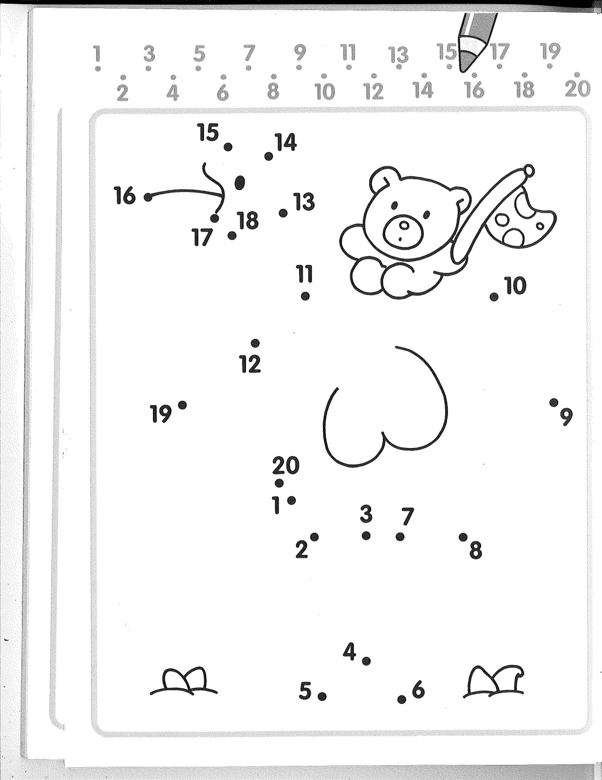 Numbers 1 20 Dot to dot Kindergarten Sequencing Worksheets 