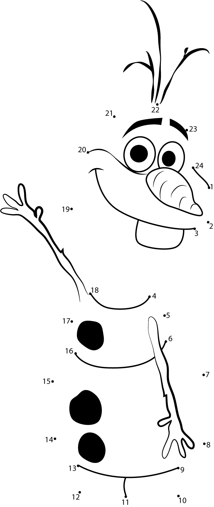 Olaf Dot To Dot Printable Worksheet Connect The Dots