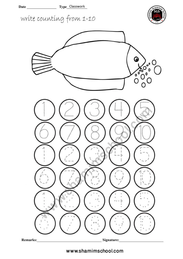 Dot Counting 1 10 Printable Worksheets