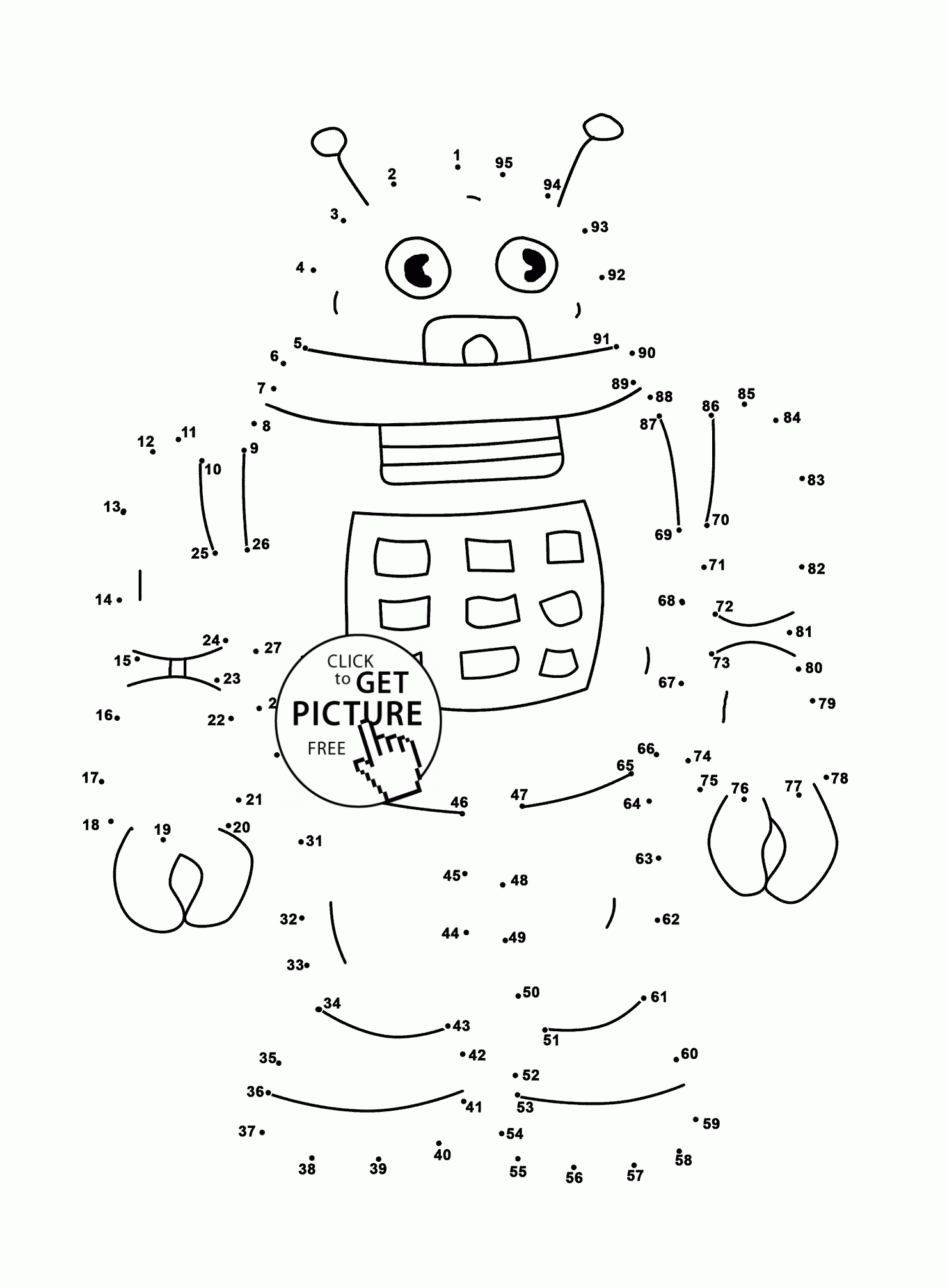 Robot Connect The Dots Coloring Pages For Kids Dot To Dots Printables 