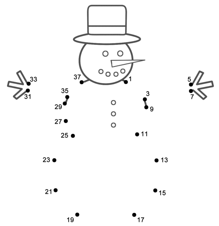Snowman Connect The Dots Printable