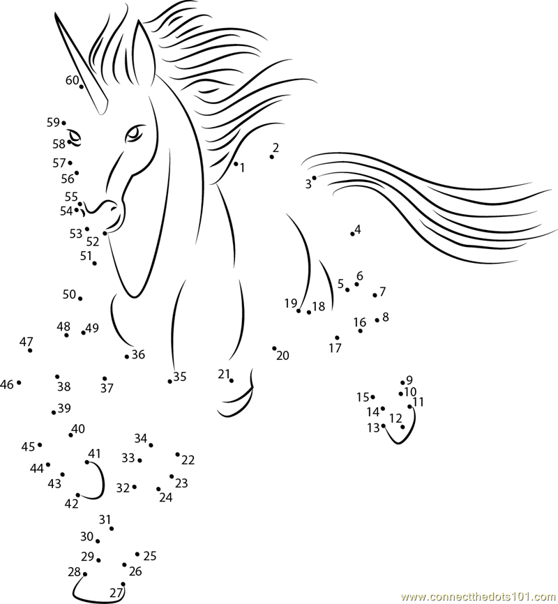 Unicorn By Dolphy Dot To Dot Printable Worksheet Connect The Dots